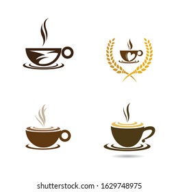 Coffee cup logo vector icon illustration design set