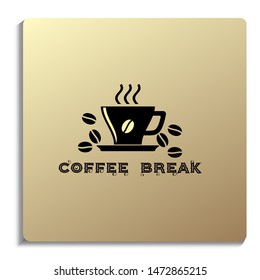 Coffee cup logo - vector illustration, emblem design with coffee cup and coffee bean elements
