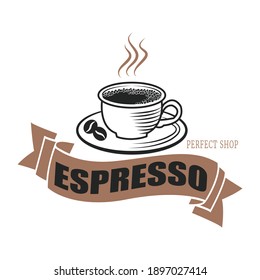 Coffee cup logo - vector illustration, emblem design on white background.