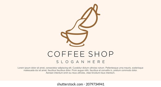 Coffee cup logo - vector illustration, emblem design on black background.