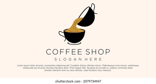 Coffee cup logo - vector illustration, emblem design on black background.