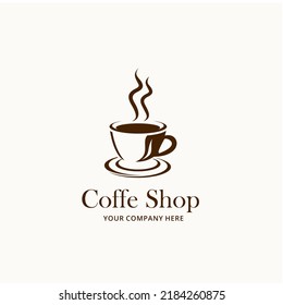 Logo de la taza de café - ilustración vectorial, emblema el diseño de la taza de café sobre un fondo blanco. Adecuado para sus necesidades de diseño, logotipo, ilustración, animación, etc.
