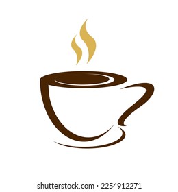 Coffee Cup Logo, Vector Illustration, Emblem Design on White Background