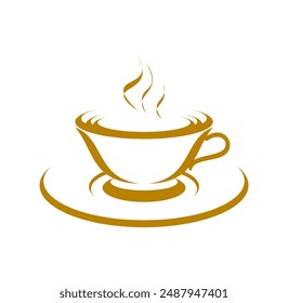 Coffee cup logo vector illustration line art.