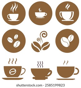 coffee cup and logo vector illustration set