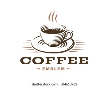 Coffee cup logo - vector illustration, emblem design on white background.