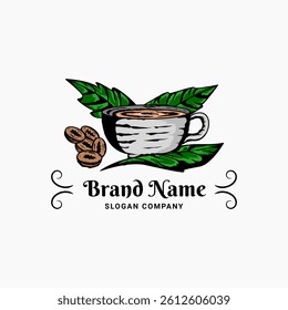 Coffee cup logo with vintage or classic style