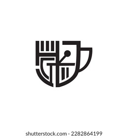 coffee cup logo web abstract design link vector line illustration