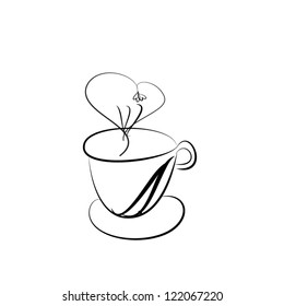 Coffee cup in love hand drawing,Vector Eps10