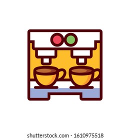 Coffee cup and machine design of time drink breakfast beverage shop morning store aroma and caffeine theme Vector illustration