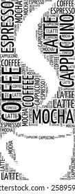 Coffee cup made of typographic background 