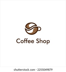 cafetera taza de café en minimalismo diseño de logo vectorial estilo lineal arte, ilustración de granos de café abstractos en forma de taza