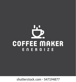 coffee cup coffee maker in minimalism vector logo design linear style art