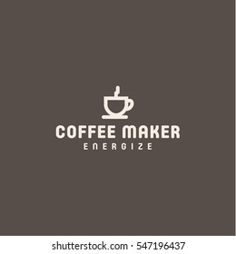 coffee cup  maker in minimalism vector logo design linear style