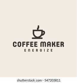 coffee cup  maker in minimalism vector logo design linear style