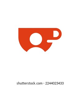coffee cup and man logo design vector sign
