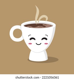 Coffee Cup Mascot Cartoon Cute Coffee Smiling Kawaii