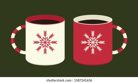 Coffee cup. Merry Christmas coffee cup. Snowflake symbol vector.