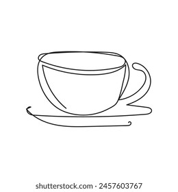 coffee cup minimal design hand drawn one line style drawing, one line art continuous drawing, coffee cup single line art 