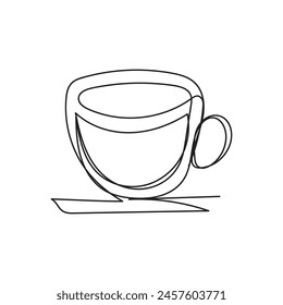 coffee cup minimal design hand drawn one line style drawing, one line art continuous drawing, coffee cup single line art 