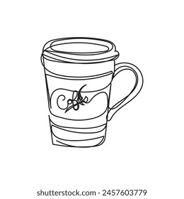 coffee cup minimal design hand drawn one line style drawing, one line art continuous drawing, coffee cup single line art 
