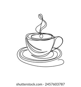 coffee cup minimal design hand drawn one line style drawing, one line art continuous drawing, coffee cup single line art 