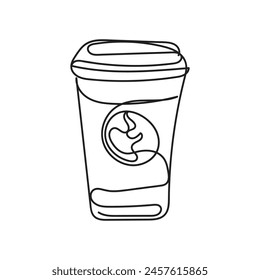 coffee cup minimal design hand drawn one line style drawing, one line art continuous drawing, coffee cup single line art 