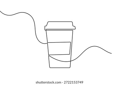 Ilustración vectorial de contorno de una línea continua minimalista de la taza de café para el diseño moderno