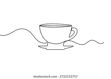 Ilustración vectorial de contorno de una línea continua minimalista de la taza de café para el diseño moderno