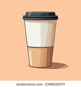 Café con diseño vectorial minimalista, de línea gruesa y simple