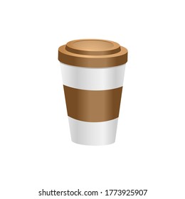 Coffee cup mockup for cafe restaurant corporate identity design brown cardboard disposable plastic tableware vector image on a white background
