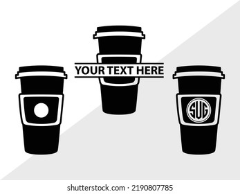 Coffee Cup Monogram SVG Printable Vector Illustration svg