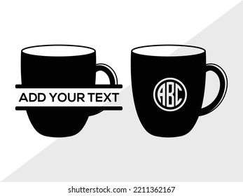 Coffee Cup Monogram SVG Printable Vector Illustration