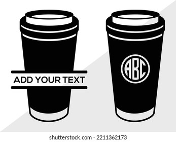 Ilustración de vectores de monograma SVG para la copa de café