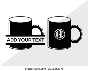 Coffee Cup Monogram SVG Printable Vector Illustration