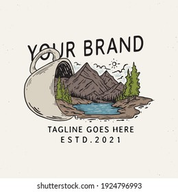 coffee cup mountain illustration design, the design can be used for print and digital needs