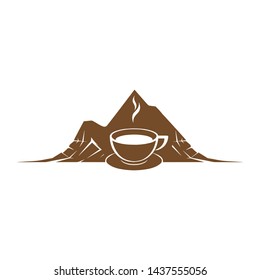 coffee cup and mountain symbol vector 