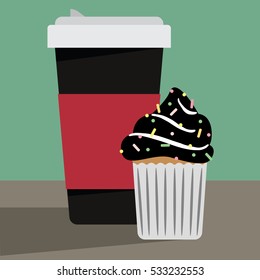 coffee cup with muffin