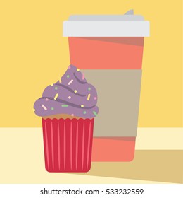 coffee cup with muffin