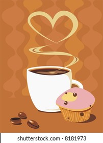 Coffee cup with muffin