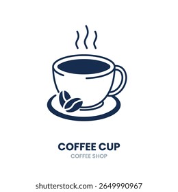 Xícara de café. xícara, caneca, bebida, quente, expresso, cafeína. Ilustração de ícone de vetor