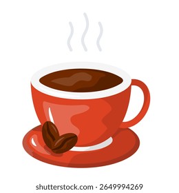 Xícara de café. xícara, caneca, bebida, quente, expresso, cafeína. Ilustração de ícone de vetor