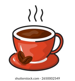 Coffee cup. cup, mug, beverage, drink, hot, espresso, caffeine. Vector Icon Illustration