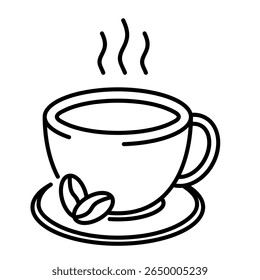 Xícara de café. xícara, caneca, bebida, quente, expresso, cafeína. Ilustração de ícone de vetor