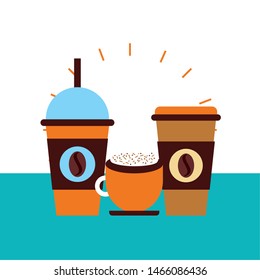 Coffee cup and mug design, Drink breakfast beverage bakery restaurant and shop theme Vector illustration