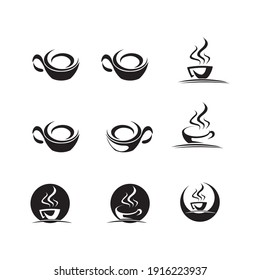 Coffee cup mug icon logo vector  tea, milk, drinks Logo Template vector icon design of hot drinks illustration and design 
