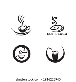 Coffee cup mug icon logo vector  tea, milk, drinks Logo Template vector icon design of hot drinks illustration and design 
