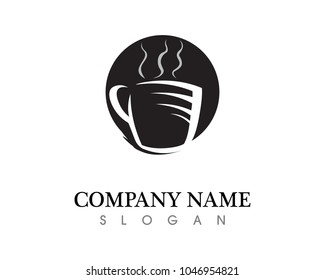 Coffee cup and mug Logo  of cafe Template vector icon design black coffee 