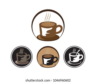 Coffee cup mug Logo Template vector icon design cafe hot and drink chocolate drips
