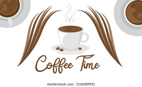 coffee cup coffee mug and coffee seeds for breakfast